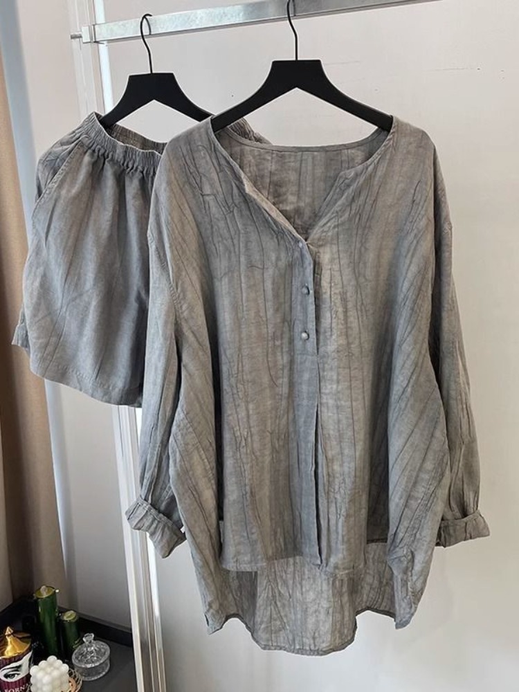 Linen Pant Wide - Elegante Camicia Pieghevole in Cotone e